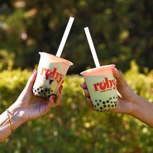 แก้วพลาสติกใสทรงกลมก้นมน PET PP ขนาด 10 12 14 16 18 20 ออนซ์ สำหรับชาไข่มุก กาแฟเย็น พร้อมฝาปิด รับทำโลโก้ตามสั่ง - Product Image 3