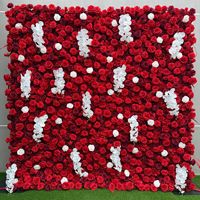 Fond de tissu de rose artificielle fleur rouge mur extérieur décoration de mariage fond mur hôtel décoration de scène