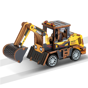 Nuevo <span class=keywords><strong>Juguete</strong></span> <span class=keywords><strong>de</strong></span> Construcción <span class=keywords><strong>de</strong></span> Madera 3D DIY, Vehículos <span class=keywords><strong>de</strong></span> Construcción, Montacargas, Excavadora, Mezcladora, Camión <span class=keywords><strong>de</strong></span> Arrastre para Niños - Product Image 3