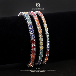 Pulsera de tenis de moissanita arcoíris, pulsera de plata de ley 925 que no se deslustra, joyería de moissanita VVS para mujeres y hombres - Product Image 1