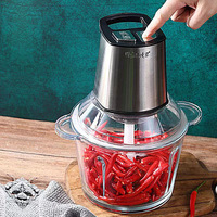 Hachoir à viande électrique en acier inoxydable, multifonction, réglable, avec commande par bouton-poussoir, plusieurs lames de mélange, pour la maison et les bébés