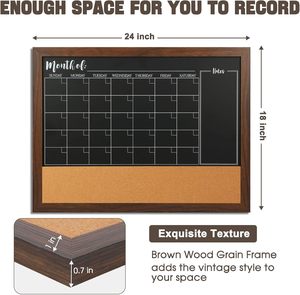 Calendario de Pizarra y Tablero de <span class=keywords><strong>Corcho</strong></span> Combinados, Tablero de Anuncios de 18 x 24 Pulgadas, Calendario Magnético de Pizarra para Pared - Product Image 3