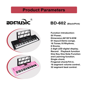 Piano numérique BD MUSIC BD-602 à 61 touches, orgue électrique, <span class=keywords><strong>clavier</strong></span> portable, instruments de musique pour débutants - Product Image 3