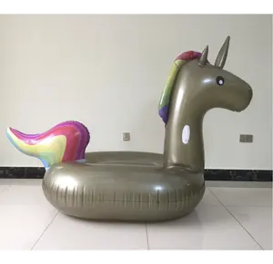 Customized supplier Golden Inflatable Unicorn Pool Floats floating inflatable animals ride-on