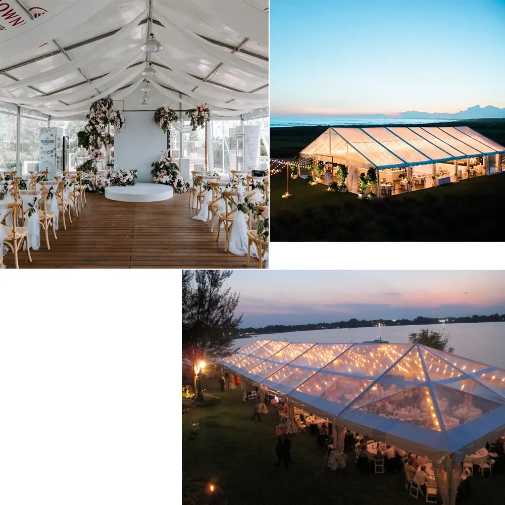 Açık su geçirmez alüminyum çerçeve beyaz PVC çadır Marquee Modern düğün parti etkinlik çadırları için 100 ila 500 kişi