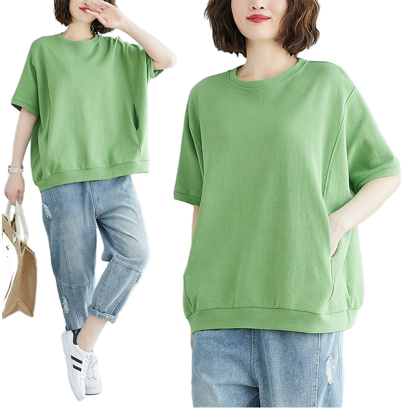 Plus Size 4XL Women's Summer Casual Breathable 240g Loose Print O-Neck Short Sleeve T-Shirt Fleece Spandex/Polyester Anti-shrink