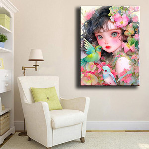 Kit di pittura diamante fai da te perline in resina ragazza in fiore diamante Art Kit per adulti coreano stile giapponese decorazione da parete ASF2904 - Product Image 3