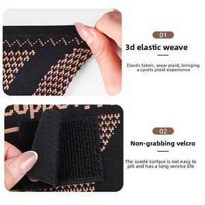 スポーツ用ストラップ付き銅製膝スリーブ、男性と女性用、ランニング、登山、フィットネス、バスケットボール用 # HX-02B - Product Image 2