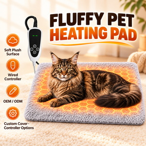 Graphene Heated Pet <b>Blanket</b> Heating Pad for <b>Cats</b> Dogs with Soft Plush Removable Cover Wired Controller OEM ODM Custom Size Shape - Product Image 1