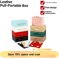 Große Luxus-Geschenkbox aus Karton mit PU-Ledergriff, Goldfolienprägung und Magnetverschluss für Kerzen