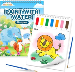 Libros para Colorear con Agua para Niños Pequeños, Tema <span class=keywords><strong>de</strong></span> Animales, Papeles <span class=keywords><strong>de</strong></span> Pintura <span class=keywords><strong>de</strong></span> Acuarela sin Desorden, Kit <span class=keywords><strong>de</strong></span> Pintura <span class=keywords><strong>de</strong></span> Acuarela para Niños <span class=keywords><strong>de</strong></span> 10 Hojas - Product Image 1