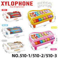 Set de Piano y Batería para Niños, Teclado Electrónico de 24 Teclas con Micrófono, Juguete Educativo Musical con Luces Intermitentes