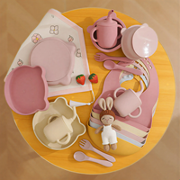 Ensemble repas en silicone pour tout-petits, kit d'alimentation pour bébés, vaisselle d'apprentissage pour enfants, cadeau repas, ustensiles pour la première étape de l'alimentation solide