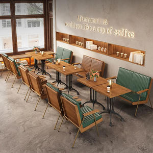 Xzy OEM Cuốn Sách Khu Vực Quầy Bar Tiếp Tân Da Sofa Cổ Điển Sắt Ăn Uống Ghế Mỹ Phong Cách Cafe Sữa Trà Cửa Hàng Sofa Bàn Và Ghế - Product Image 1
