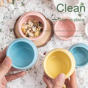 Toptan çevre dostu seramik evcil hayvan kaseleri & besleyiciler katı desen PC şeker renk altın ayı tasarım küçük evcil yiyecek kasesi - Product Image 3