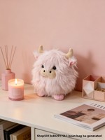 CHIQUE 2026 Nouvelle Arrivée Peluche Vache des Highlands Brodé Super Doux en Polyester avec Rembourrage Coton PP, Jouet Vache à Poils Longs