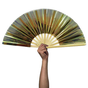 Abanico plegable de tela de bambú para uso en clubs nocturnos, abanico de Kungfu de gran tamaño, <span class=keywords><strong>precio</strong></span> personalizado de Arte Popular - Product Image 3