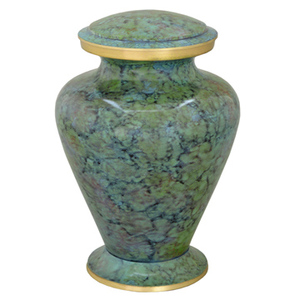 Brass Urns Enameled Marble Touch - CRU-1002 Urns online | altar Urns for sale | small brass Urns india - Product Image 1