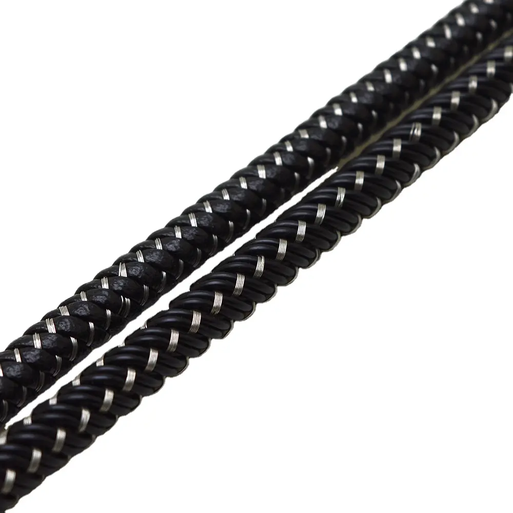 Cabo redondo de couro de borracha/aço plástico, corda de couro para colar diy, pulseira, cordão de joias, dia 6mm, localização de cabos de couro