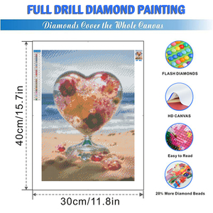 Fiore 5D dipinto <span class=keywords><strong>di</strong></span> diamanti da spiaggia Love Rose mosaico ricamo con strass pieno e rotondo <span class=keywords><strong>di</strong></span> <span class=keywords><strong>arte</strong></span> diamante pittura decorazione per la casa - Product Image 2