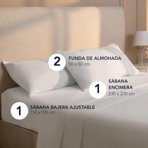 Dreamzie Set di <span class=keywords><strong>Lenzuola</strong></span> 150x200cm 4 Pezzi in Microfibra Spazzolata 200TC Moderno Set <span class=keywords><strong>Lenzuola</strong></span> con Copripiumino e 2 Federe (Bianco) - Product Image 2