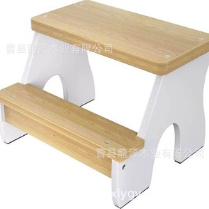 Wooden Double Layer Children <b>Step</b> <b>Stool</b> Natural Non Slip Multi Functional Washbasin Footstool Minimalist Design - Product Image 1