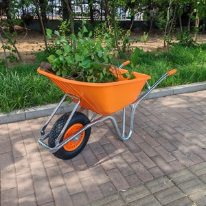 Carriola con Ruote in Gomma per Lavori Pesanti, Vasca in Plastica da 90L, Pneumatici in Schiuma PU, Attrezzi da Giardino e Costruzione - Product Image 6