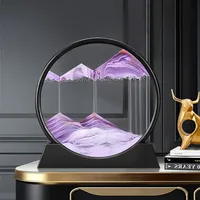 Sablier en verre 3D à sable mouvant avec paysage marin profond, artisanat de sable mouvant, design rétro nostalgique pour décoration de bureau, de maison ou cadeau