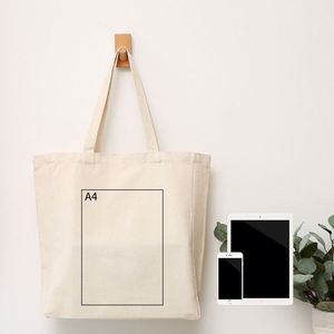 Sac de shopping en coton de haute qualité personnalisé avec logo imprimé, sac fourre-tout en toile recyclable et tendance, sacs écologiques naturels - Product Image 3