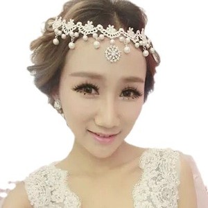 Vente chaude Simulé Perle Chaîne Coiffe Courte De Mariée De <span class=keywords><strong>Mariage</strong></span> Casque Bandeau Robe De Mariée <span class=keywords><strong>Cheveux</strong></span> Tête Bijoux Accessoires - Product Image 2