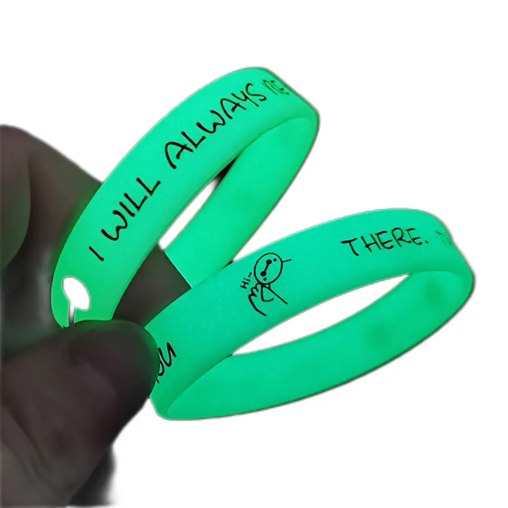 Custom Logo Size Wholesale Cheap Fluorescent Bright Glow In Dark Snap Bracelets Custom Silicone Glowing Wristbands With Message