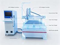 Máquina CNC Router ATC Lineal de un Solo Husillo 1325 con Mesa de Adsorción al Vacío para Producción de Puertas de Armarios y Muebles