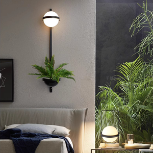 Minimalisti scher kugelförmiger Kronleuchter mit eisernem Acryl lampen schirm simulierte Pflanzen dekoration für Wohnzimmer Esszimmer Schlafzimmer Hotel - Product Image 2