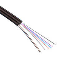 Câble de descente FTTH intérieur/extérieur à 2 fibres G657A 1550nm, câbles de communication en fibre optique pour réseau, utilisant des fils en acier FRP KFRP