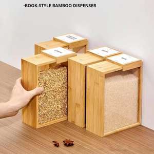 Kreative Minimalistische Aufbewahrungsbox aus Bambus mit Holzmaserung, Holzorganizer für Bohnen, Hafer, Müsli, Küchen-Lebensmittelbehälter - Product Image 4