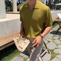 Pull tricoté doux et respirant pour homme, col rabattu, en viscose/coton, couleur unie, coupe ajustée, vente en gros à prix abordable
