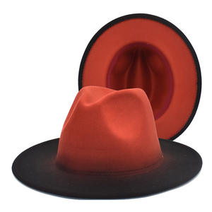 도매 패션 그라디언트 사용자 정의 와이드 챙 울 펠트 페도라 모자 여성 파나마 모자 - Product Image 5