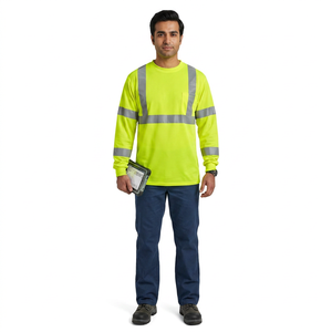 Camiseta Polo de Trabajo de Alta Visibilidad para Hombre, Ropa de Trabajo, Camiseta 100% Poliéster, Camiseta Polo de Seguridad Reflectante para Trabajo al Aire Libre - Product Image 1