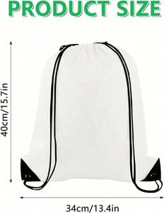 White <b>Drawstring</b> <b>Backpacks</b> Reusable Cinch Gym Bag String Sackpacks for Sports Promotional <b>Drawstring</b> Sportpacks - Product Image 2