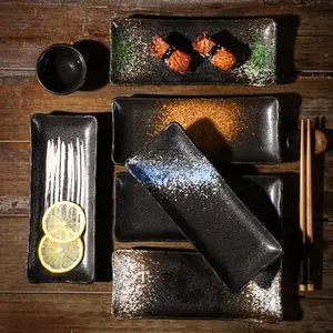 日本のセラミックプレートスナックプレート寿司刺身ロングストリッププレート