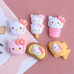 KT เคสใส่ครีมรูปแมวแบบทำมือเคสใส่โทรศัพท์ขยะทำจากเรซิ่นสีชมพูอาหารคุกกี้เครื่องประดับปิ่นปักผมเชือกสวยงาม - Product Image 4
