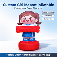 Mascotte gonflable géante personnalisée de 4 m, fille, en tissu Oxford/Nylon imperméable, durable, résistante au soleil, installation facile pour la publicité