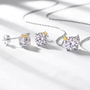 <span class=keywords><strong>Oro</strong></span> bianco placcato <span class=keywords><strong>925</strong></span> argento Sterling collana pendente 1 carato Moissanite CZ solitario Design per fidanzamento festa di nozze - Product Image 4