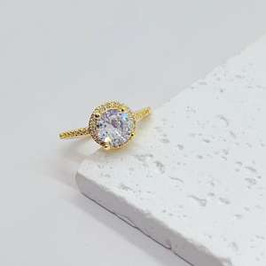 High Quality Classic Round Colorful Stone <b>Rings</b> for Women <b>Crystal</b> Zircon Micro Paved Wedding Band Engagement Jewelry Gift - Product Image 3