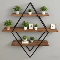 Étagères murales flottantes à 3 niveaux en forme de diamant géométrique Greenco, en bois rustique, pour chambre à coucher, salle de bain, cuisine