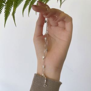 Dylam 925 Sterling Silver Star <b>Charms</b> Tennis Bracelets Women Double Layer Frosted Round Beads Chain Moissanite Bracelet <b>Bangles</b> - Product Image 2