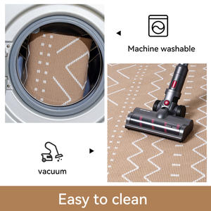 Tapis d'extérieur Porter à motif géométrique antidérapant en polyester et coton marron, tapis carré pour patio, pique-nique, barbecue, chambre à coucher - Product Image 5