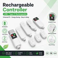 Contrôleur rechargeable pour guirlandes lumineuses, 6 styles, USB Type C, 8 modes, minuterie, mémoire, crochet, ajustement universel, LED écologique