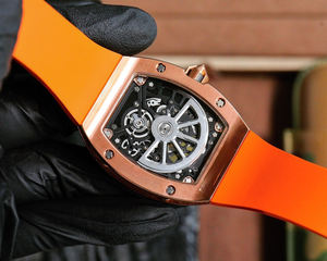 Reloj Mecánico Automático de Lujo para Hombre y Mujer, Cristal de Zafiro, Patrón de Mosaico, Silicona Analógica, Caja Larga de Acero Inoxidable, 50 bar - Product Image 4