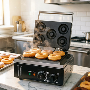 Machine à Donuts Électrique Compacte 5 Grilles 1.55KW 220V Thermostat Réglable Mini Machine à Donuts pour Pâtisserie, Café et Petit-Déjeuner - Product Image 2